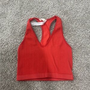 Lululemon Red Ribbed Sports Bra